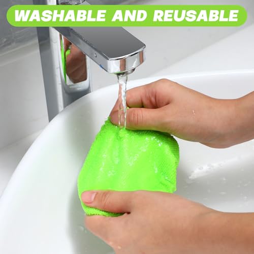 Potchen 8 Pcs Car Windshield Cleaner Tool Kit with Extendable Handle, Microfiber Towel Pads, Brush, Empty Spray Bottle for Auto Glass Wiper Suvs Rvs & Home Windows (Green) - color: Green