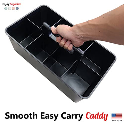 5 Extra Large Portable Carry Caddy, Black, Carrier for Cleaning Supplies, Tools, All-Purpose Carry Caddy Made In USA