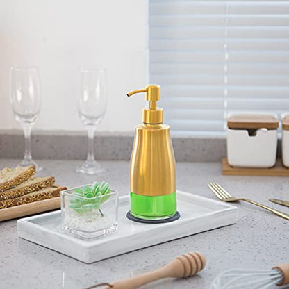 Gaussra Soap Dispenser with Coaster and Stickers, Brushed Gold Stainless Steel Glass Hand Pump Dispenser, Anti Rust Bottle, for Kitchen & Bathroom Detergent Bottle，Refillable Hand Liquid Dispenser - color: Brushed Gold
