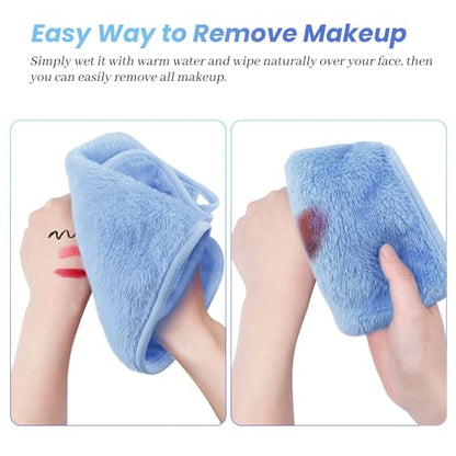 8 Pack Makeup Remover Cloth,13x7 Inch Reusable Makeup Remover Towels, Ultra Soft Microfiber Face Cloth Reusable Facial Washcloths, Blue - color: Blue