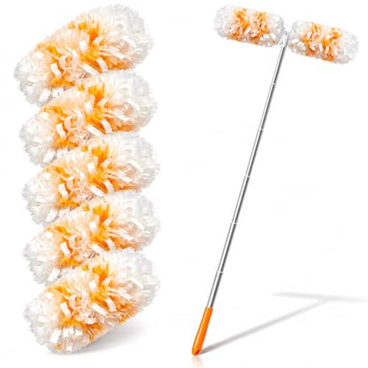 Gelibo 6ft Extendable Duster Handle with 5 Refills,Compatible with Swiffer,360°Rotating Ceiling Fan Dusters with Lock, Heavy Duty Microfiber Dusting Pads for Home Cleaning,Blinds,Hard-to-Reach Areas - style: 6ft Extendable Duster Handle with 5 Refills