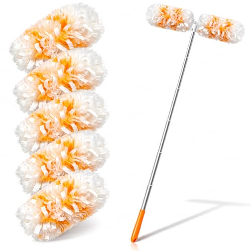 Gelibo 6ft Extendable Duster Handle with 5 Refills,Compatible with Swiffer,360°Rotating Ceiling Fan Dusters with Lock, Heavy Duty Microfiber Dusting Pads for Home Cleaning,Blinds,Hard-to-Reach Areas - style: 6ft Extendable Duster Handle with 5 Refills