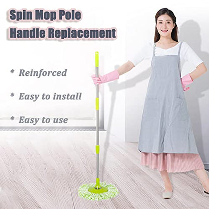 Spin Mop Pole Handle Replacement, Home Floor 360 Degrees Rotating Telescopic Replacement Handle Cleaning Tool Accessories Enhanced Thickened Version for Cleaning Home Bedroom Office (Green) - color: Green