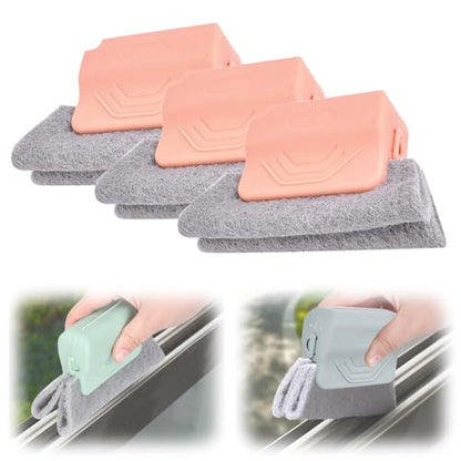 Magic Window Track Cleaner, 2025 New Groove Cleaning Brush Tools Set, Hand-held Window Track Cleaner Brushes Tools for Window lides Gaps Tile Lines Shutter Car Vents (Pink, 3PCS) - color: Pink, size: 3PCS