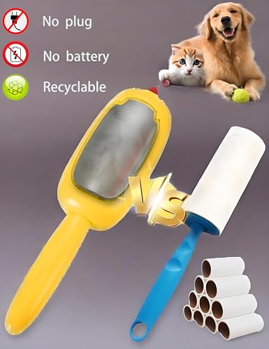 Lint and pet Hair Remover,Pet Hair Removal Glove,Clothe Hair Remover Roller,Reusable Lint Roller for Clothes,Pet Hair Remover for Clothes, Lint Brushes for Clothes(Yellow) - color: Yellow