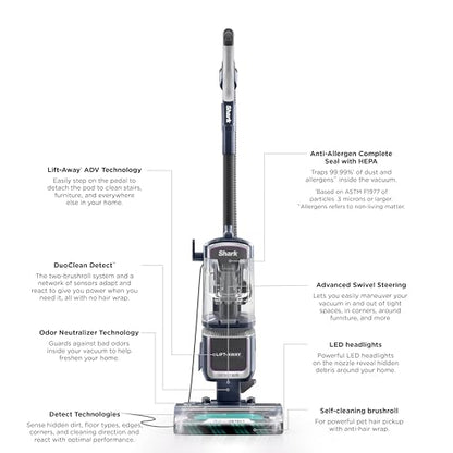 Shark Detect Pro Speed Lift-Away ADV Bagless Upright Vacuum with DuoClean Detect, Anti-Allergen, Lift-Away, and Odor Neutralizer Technology, LA742 - style: Detect Pro Speed Lift-Away