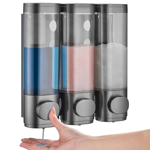 Shampoo and Conditioner Dispenser 3 Chamber No Drill,Shower Soap Pump Dispenser Wall Mounted,Body Wash Dispenser,Shower Gel Shampoo Holder for Bathroom Accessories, (Gun 3) - color: Gun 3