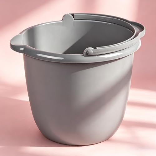 10 Qt. Spout Pail Classic Titanium,Gray Plastic Bucket with Pour Spout and Handle for Cleaning, Mopping, Gardening