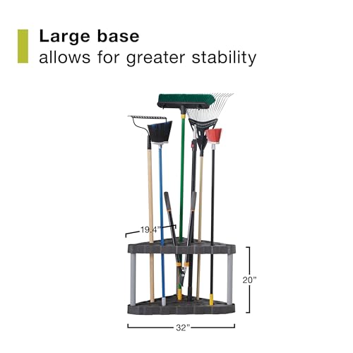 Rubbermaid Plastic Garage Corner Tool Tower Rack, Easy to Assemble, Organizes up to 30 Long-Handled Tools/Rakes/ Brooms/Shovles for Home/House/Outdoor/Sheds - style: Corner Tower