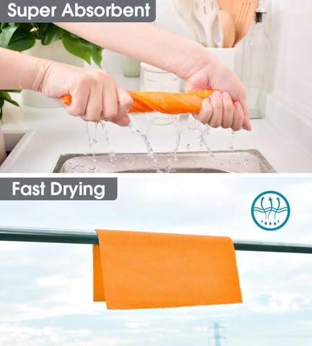 KitchLife Microfiber Cleaning Cloth Roll - Tear-Away Reusable Microfiber Paper Towels, Lint-Free, Washable, 20 Sheets for Kitchen, Car, Dishes, and Sensitive Surfaces (Orange) - color: Orange