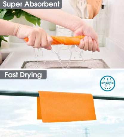 KitchLife Microfiber Cleaning Cloth Roll - Tear-Away Reusable Microfiber Paper Towels, Lint-Free, Washable, 20 Sheets for Kitchen, Car, Dishes, and Sensitive Surfaces (Orange) - color: Orange