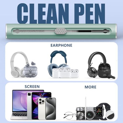 【1 Pack】 Cleaner Kit for Apple Airpods 4 Case,Cleaning Kit Pen Shape with Soft Brush Flocking Sponge Tool for Bluetooth Earphones Headphones Charging Case,Phone,Camera and Computer(Green) - color: B9-Green