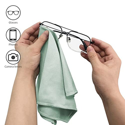 Puomue 6 Pack Microfiber Glass Cleaning Cloth, 16 Inch X 16 Inch, Lint Free Quickly Clean Window, Glasses, Windshields, Mirrors, and Stainless Steel, Green - color: Green