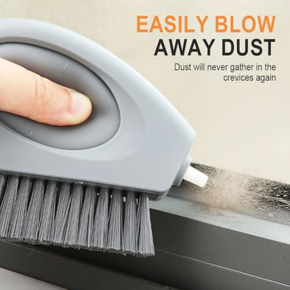 2 in 1 Groove Cleaning Brush with Air-Blowing, Window Track Cleaning Tools, Multifunction Window Track Cleaner with Hard Bristle Scraper, Crevice Brush for Sliding Door Track, Window Seal, Sill (1PC) - color: 1pc