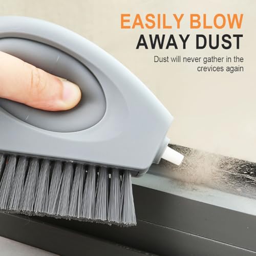 2 in 1 Groove Cleaning Brush with Air-Blowing, Window Track Cleaning Tools, Multifunction Window Track Cleaner with Hard Bristle Scraper, Crevice Brush for Sliding Door Track, Window Seal, Sill (2PC) - color: 2pc