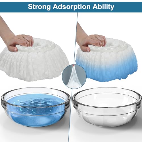 3 Pack Mop Heads Replacements, Compatible with FunClean Spin Mop & RinseWise Mop Bucket, Microfiber Spin Mop Head Refill Cleaning Supplie for Home Industrial and Commercial Use