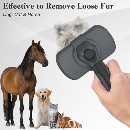 Dipoo Self-Cleaning Deshedding Brush for Dogs & Cats - Skin-Friendly Grooming Tool with Hair Brush for Long and Short Haired Pets, Grey - color: Grey