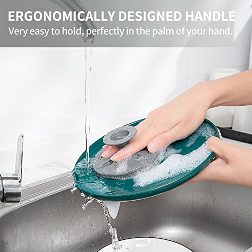 Silicone Sponge, BEAUTAIL Non-Scratch Scrub Sponges for Washing Dishes, Kitchen Fruit Vegetable Cleaning Brush, Long Lasting and Reusable Dishwashing Scrubber, Suction Up Hang Designed, 1 Pack, Gray - color: 1pcs Gray