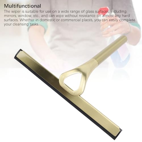 CHICIRIS 304 Stainless Steel Shower Squeegee, All Purpose Bathroom Cleaner Tool for Shower Glass Door Tile Wall Mirror Car, with Silicone Wiper and Suction Cup Hook (Gold) - size: Gold