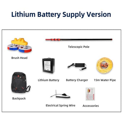 Solar Panel Cleaning Brush, 24 FT Telescopic Water Fed Pole Brush, Window Cleaning Brush and Pole, Window Cleaning Kit, Automatic Solar Panel Brush, with Lithium Battery - color: 24ft-battery