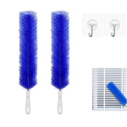 Bendable Microfiber Head, Reusable Dust Remover, Long Fan Cleaning Brush Duster with Flexible Bendable Head, for Electric Fans Air Conditioning, Home Car Vents, Curtain (2PCS Blue) - color: 2pcs Blue