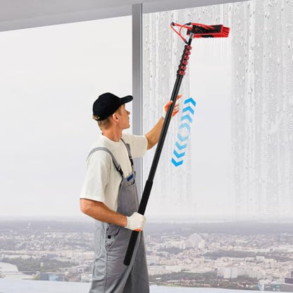 36ft Water Fed Pole Kit Solar Panel Cleaning Brush, Adjustable Window Cleaning Poles with 14in Water Fed Cleaning Brush, Solar Panel Cleaning Pole Outdoor Window Washing Equipment (36Ft, 14in Brush) - size: 36Ft, 14in Brush