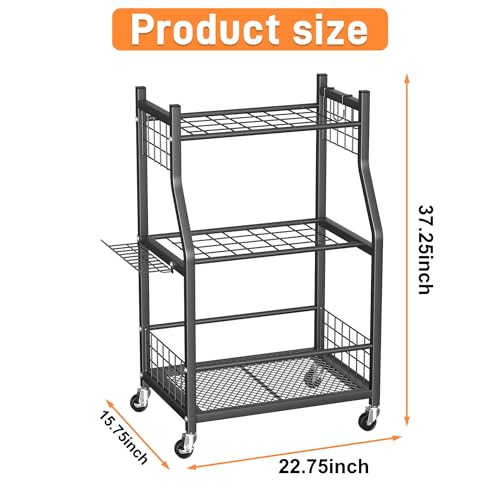 TORACK Garden Tool Organizer with Wheels, Rakes Shovels Yard Tools Stand for Garage, Shed, Garden, Indoor/Outdoor Long-Handled Tools Cart(Mid-size) - style: Mid-size Tool Stand
