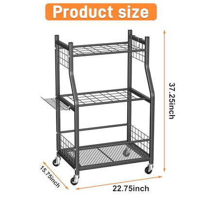 TORACK Garden Tool Organizer with Wheels, Rakes Shovels Yard Tools Stand for Garage, Shed, Garden, Indoor/Outdoor Long-Handled Tools Cart(Mid-size) - style: Mid-size Tool Stand