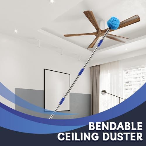 Duster with 6 FT Extension Pole - Medium Bristle Brush for Ceiling, Wall, and Indoor/Outdoor Cleaning, Lightweight Stainless Steel (6 FT) - size: 6 FT