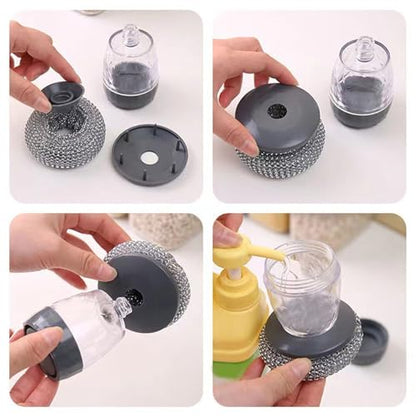cdar Automatic Liquid Washing Brush with Replaceable Head Built-in Soap Dispenser Pot Brush Kitchen Cleaning Tool B - color: B