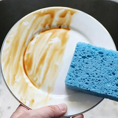1 Pack Cellulose Sponge Kitchen Sponge for Dish Cleaning, Soft Non Scratch Absorbent Cleaning Sponge Reusable Dishwashing Sponge Soft Scrub Pad for Kitchen Bathroom Household Daily Use (Blue) - color: Blue