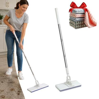 Hands-Free Multi-Purpose Flat Mop, Hands Free Flat Mop One Click with Any Cloth, Easy to Disassemble, Suitable for Tile, Wood, Laminate Floors, Kitchens, Bathrooms and Daily Home Cleaning Use (B) - color: B