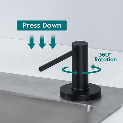 Gappo Upgraded Matte Black Soap Dispenser for Kitchen Sink, Stainless Steel Countertop Pump, Built in Sink Soap Dispenser with 47" Extension Tube kit - color: Matte Black