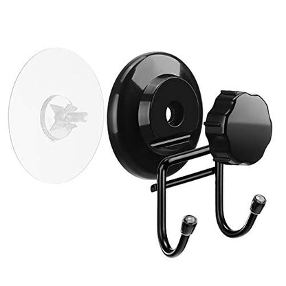 SANNO Suction Cup Hooks, Shower Squeegee Holder, Towel Robe Loofah Holder, Bathroom Kitchen Shower Wall Hooks, Bathroom Accessories, Black (2 Pack) - color: black-2, size: 2 Pack