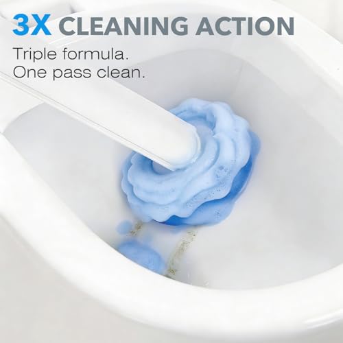 2-Pack Disposable Toilet Brush & Wand Kit, Wall-Mounted Auto-Closing Caddies with 60 Refills, Deep Cleaning System with Pre-Loaded Scrubber for Rust & Hard Water - Mess-Free Modern Design