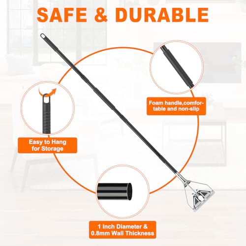 KeFanta 60" Metal Mop Handle Commercial Heavy Duty, Quick Change Industrial Mop Stick Replacemet,Side Gate Mops Head Replacement Holder for Floor Cleaning - style: 1 Pack Mop Handle
