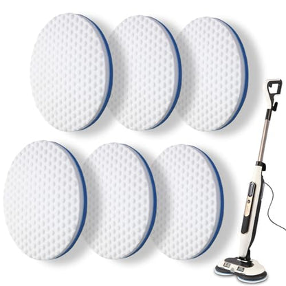 Frescares S7000 Magic Sponge Eraser Steam&Scrub Mop Pads Kit for Shrak,S8201 S8001 S7001 S7201 S7000AMZ S7005 S7020 S7001C All-in-One Hard Floor Steam Mop (6White) - color: 6white