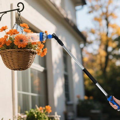 Telescoping Watering Wand for Garden Hose, 36”-54” Adjustable, 10 Spray Patterns, Heavy-Duty Hose Nozzle with Thumb Control & Pivoting Head, Ideal for Hanging Baskets and Shrubs, Blue - color: Blue