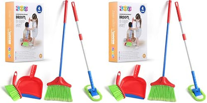 Play22 Kids Cleaning Set 4 Piece - Toy Cleaning Set Includes Broom, Mop, Brush, Dust Pan - Toy Kitchen Toddler Set is A Great Toy Gift for Boys & Girls (Pack of 2) - size: child-size (Pack of 2)