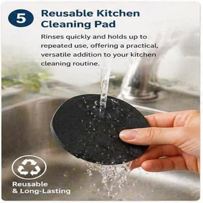 Steeli Stainless Steel Sponge for Pans & Cookware, Kitchen Scrubber for Burnt-On Stains, Gentle on Surfaces, Restores Shine, 3-Pack Cleaning Pads (3)