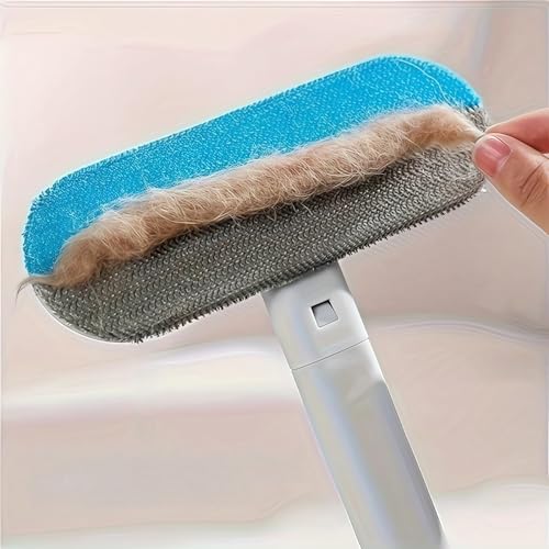 4-in-1 Pet Hair Removal Tool, Carpet Hair Removal Tool with Comb Pet Hair Remover for Furniture Reusable Long Handle for Furniture, Sofa, Carpet, and Bedding
