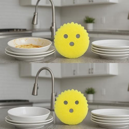 Scrub Pro Cleaning Sponge - 3 Pack Non-Scratch Kitchen & Bathroom Sponges with Dual-Sided Design and Sideways Slit for Utensils, Ideal for Dishes, Sink, Shower, Countertops, and Household Cleaning