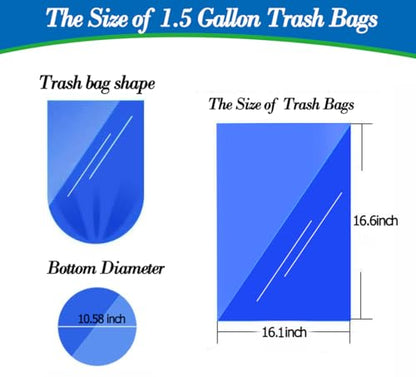 1.5 Gallon 120 pcs Small Black Trash Bags, Strong 1.3 Gallon 1.5 Gallon 1.6 Gallon Garbage Bags, Bathroom Trash Can Bin Liners,Mini Bags Waste Basket Liner,Fit 5-6 Liter, 1.5 Gal-Black-120 - style: 1.5Gal Black-120