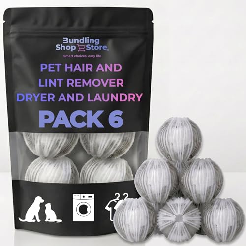 Pet Hair Remover for Laundry - 6 Pack Extra Large Reusable Laundry Balls - Heavy Duty Fur, Lint & Dander Remover for Dryer and Washing Machine - Premium Hair Catcher for Pet Bedding & Clothes