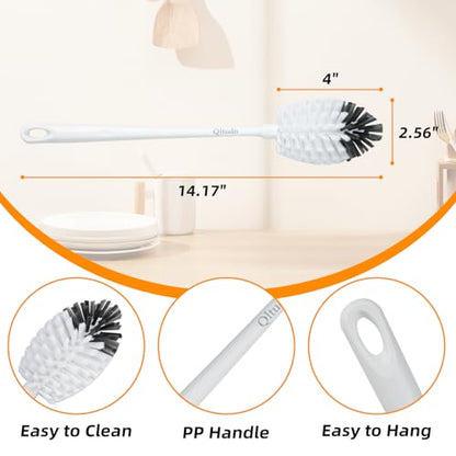 2 Pack 14 Inch Bottle Brush & 12 Inch Straw Brush Cleaner Set - Heavy Duty Kitchen Bottle Brushes for Cleaning Water Bottles, Baby Bottles, Mugs, Sippy Cups & Tumblers, Lab Use - size: with 6.4mm Straw Brush