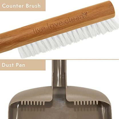 Harper Live.Love.Clean. Snap-Together Bamboo Counter Brush & Resin Dust Pan Set for Cleaning Dust, Pet Hair & Fine Dry Dirt - style: Bamboo Counter Brush & Dust Pan