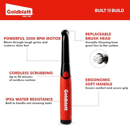 Goldblatt 18-Piece Cordless Electric Spin Scrubber Kit, Handheld Power Brush for Bathroom, Kitchen, Shower, Tile, Grout and Household Surfaces - style: Power Scrubber 18-Piece Kit