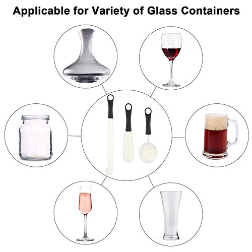 Boao 3 Pcs Decanter Cleaning Brush Wine Glass Decanter Flexible Bottle Brush Set with Cleaning Beads Household Tools for Bottle Goblets Glasses Cups(Black) - color: Black