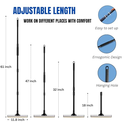 Carpet Rake for Pet Hair Removal & Fluffing Matted Carpet – 61" Adjustable Handle, Deep Clean Dog & Cat Hair Remover, Reusable Scraper for Rugs, Low Pile Carpet, Couch & Stairs - size: Twin