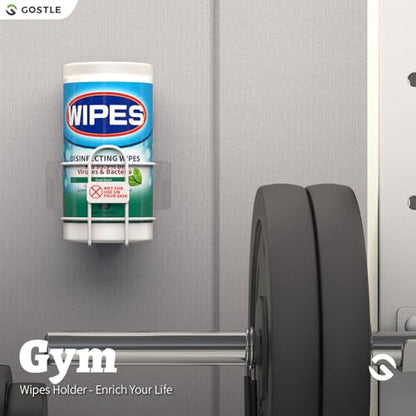 Wipes Holder, Wall Bracket for Cleaning Wipes - Two Ways of Installation: Wall-Mount & Adhesive Stickers - Ideal for Kitchen Bathroom Household Office Classroom Gym - No Wipes Included
